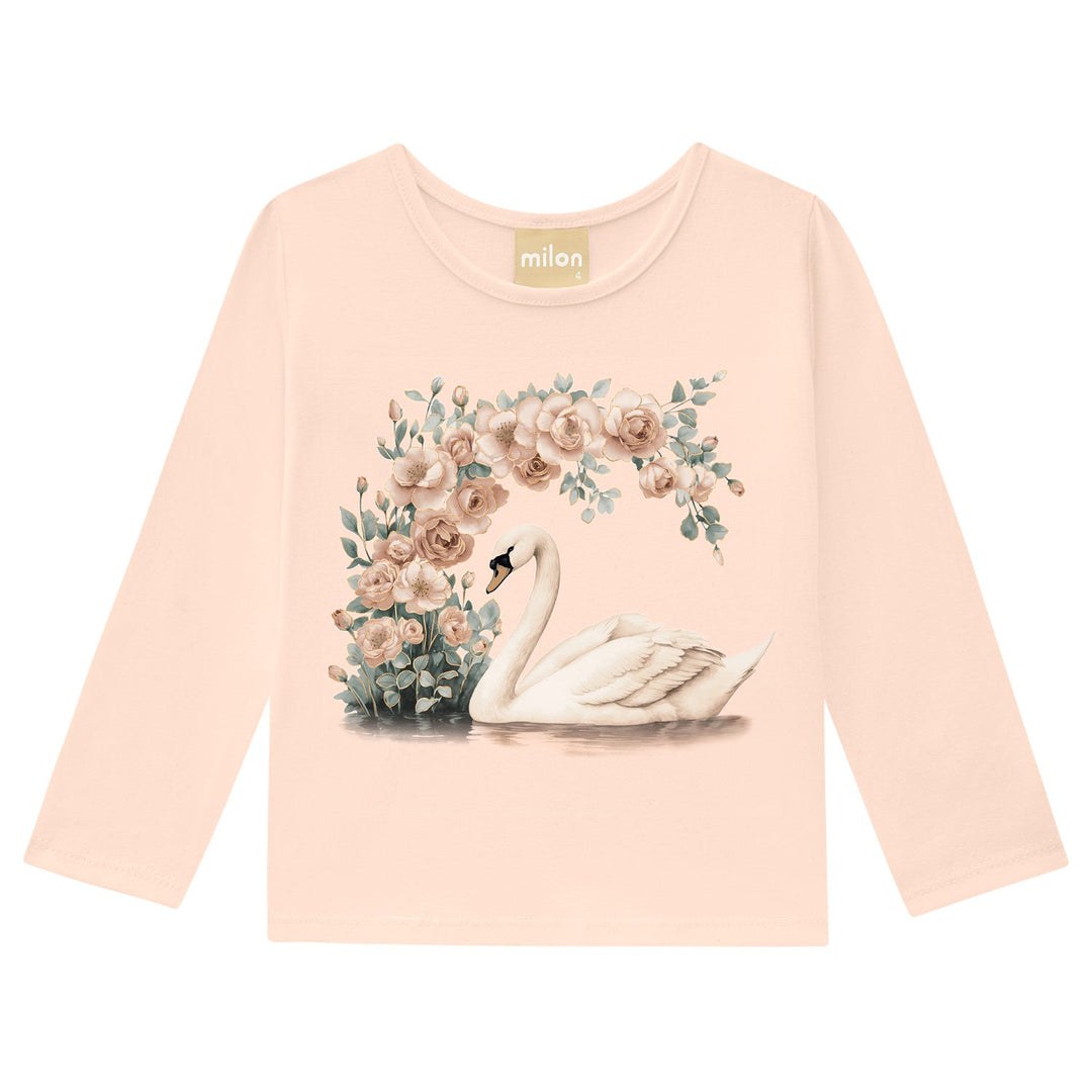 Milon Long-Sleeves Top in Stretch Cotton - Swan (Light Pink) - Nalua