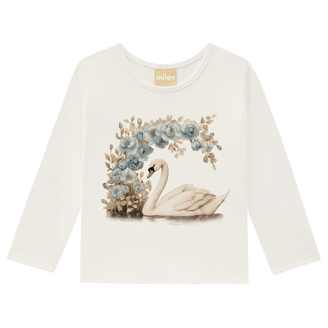 Milon Long-Sleeves Top in Stretch Cotton - Swan (White) - Nalua