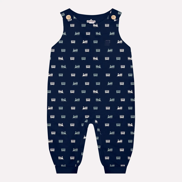 Milon Trains Set for Boys: Romper &amp; Jumpsuit (Navy) - Nalua