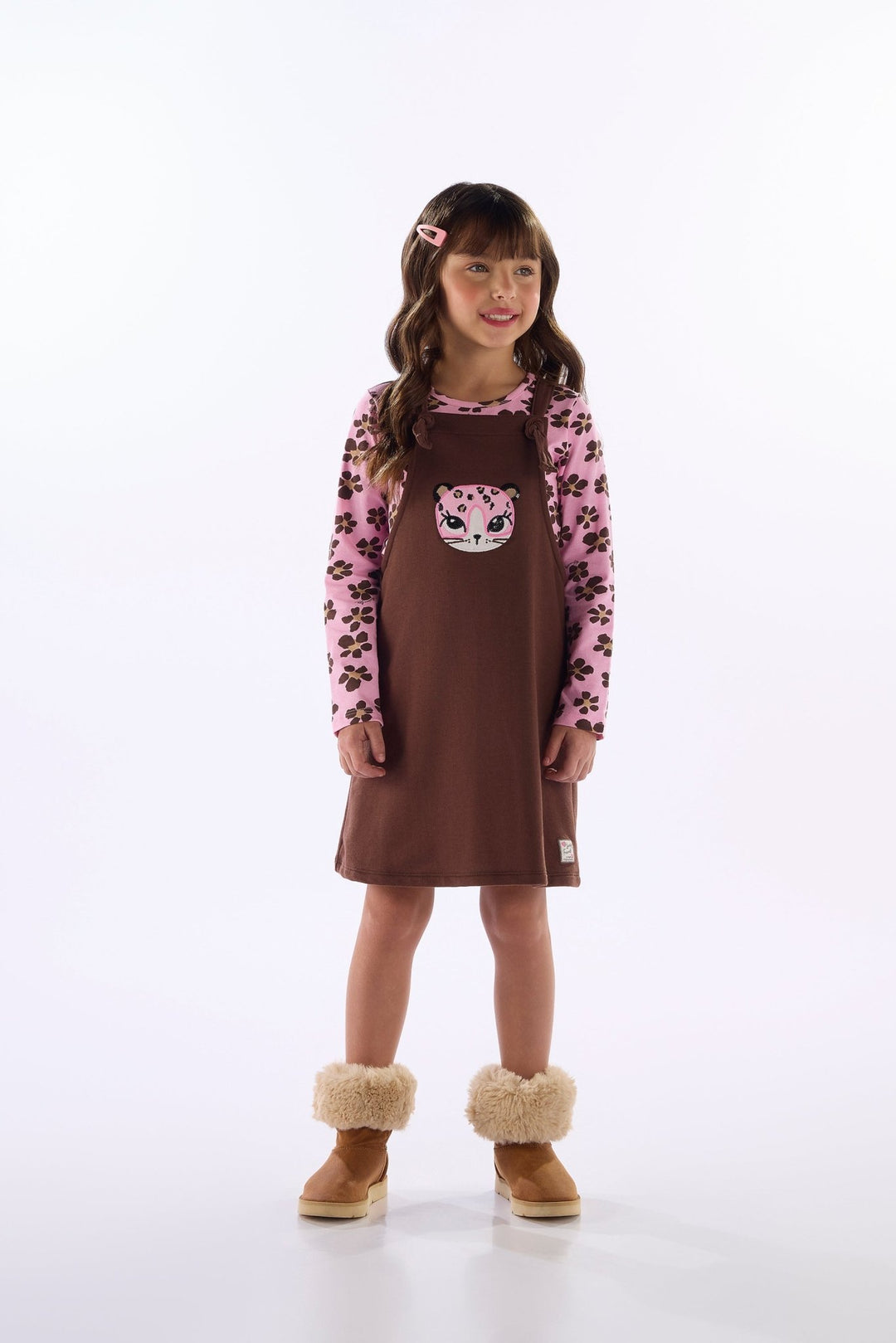 Quimby Black &amp; Brown Pinafore Dress &amp; Blouse Set