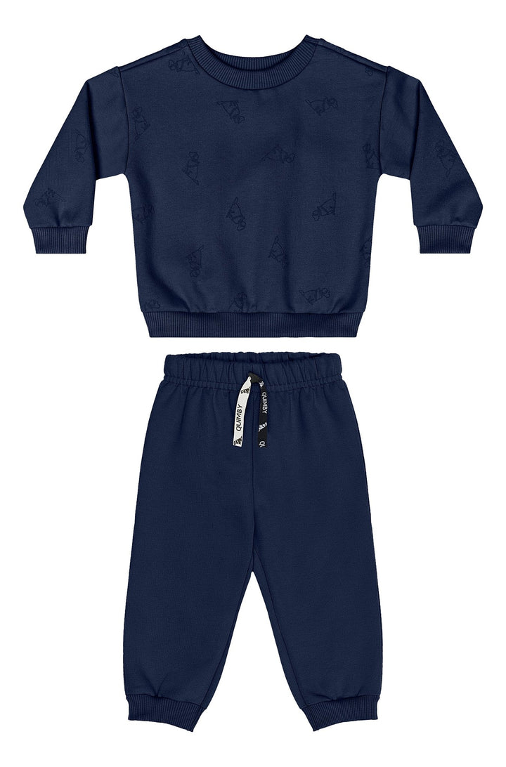 Quimby Navy &amp; Beige Sweatshirt &amp; Pants Set
