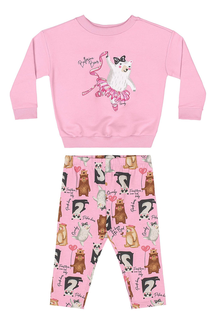 Quimby Beige &amp; Pink Sweatshirt &amp; Pants Set
