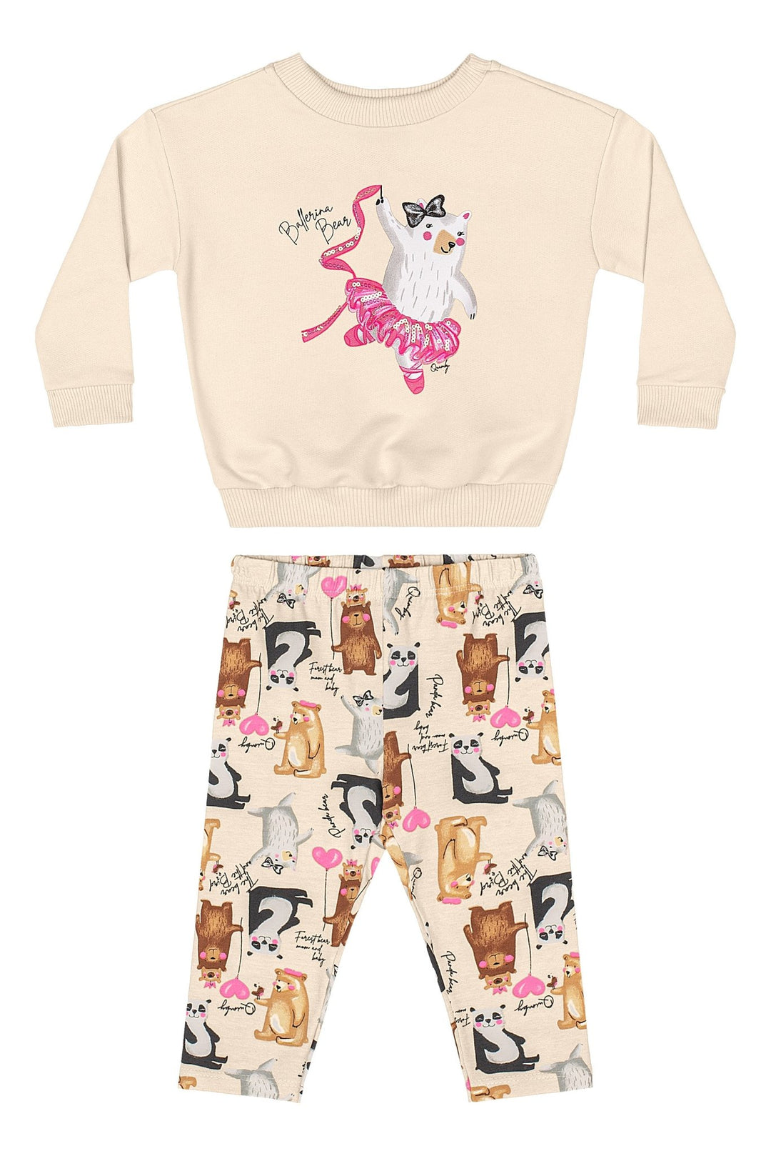 Quimby Beige & Pink Sweatshirt & Pants Set