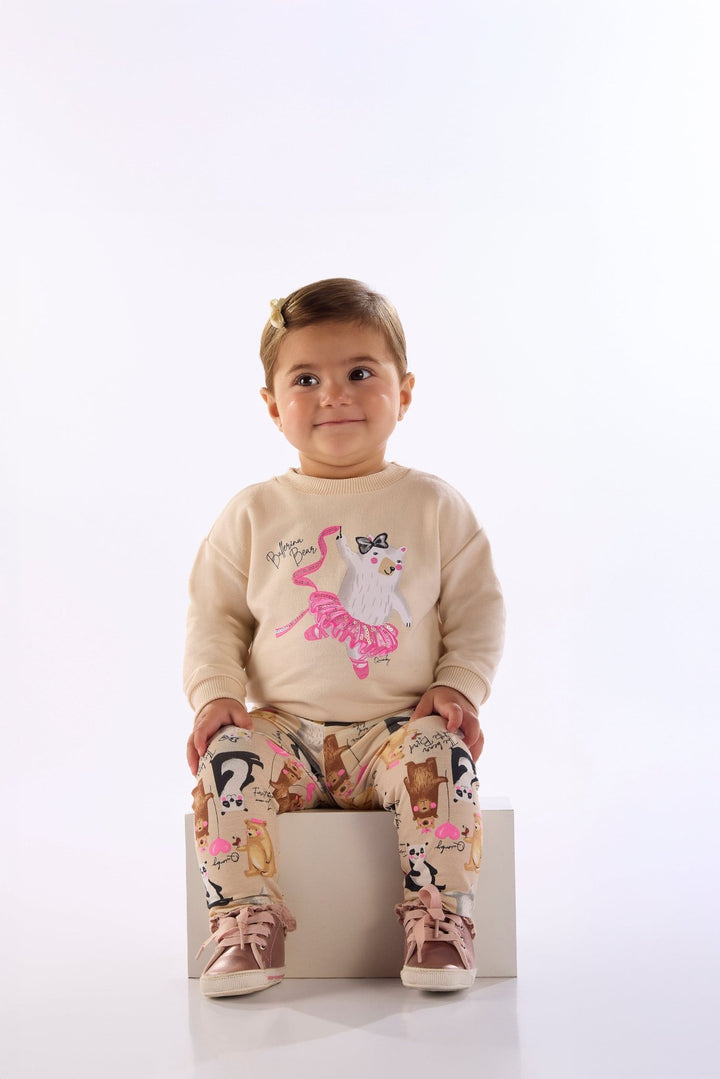 Quimby Beige &amp; Pink Sweatshirt &amp; Pants Set