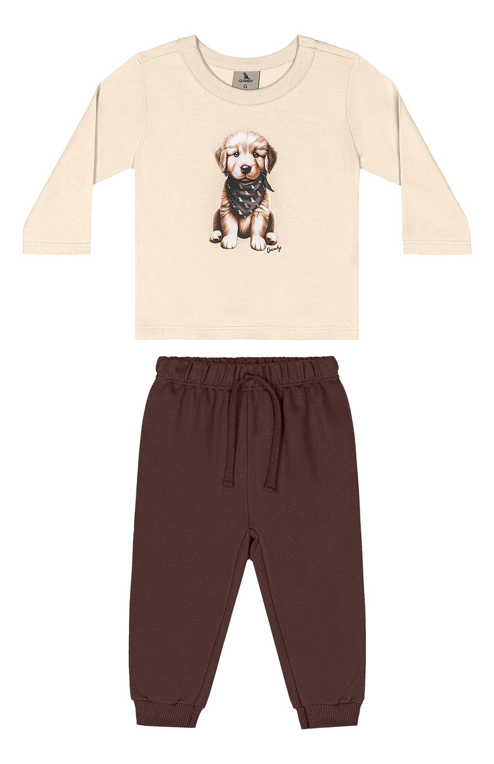 Quimby Beige & Navy T-Shirt & Pants Set