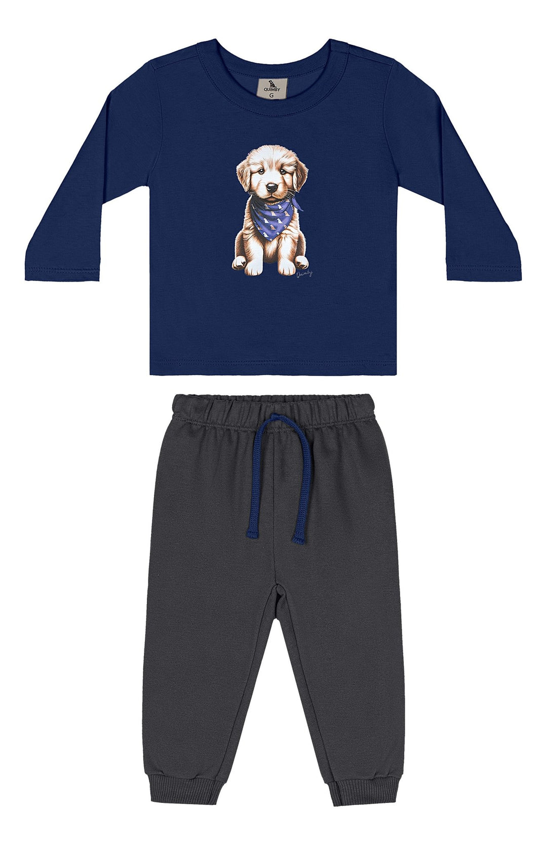 Quimby Beige & Navy T-Shirt & Pants Set