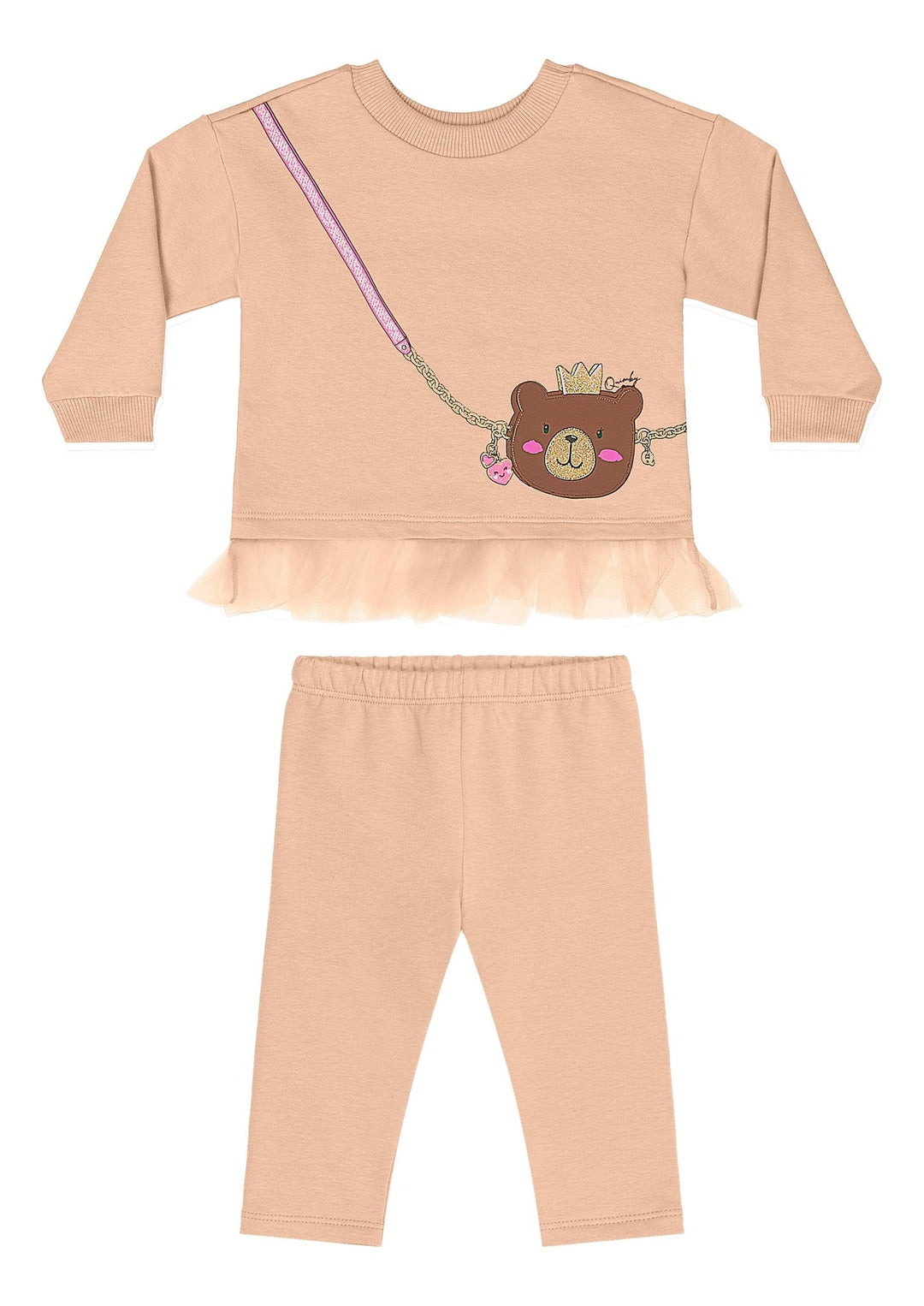 Quimby Beige Tulle Sweatshirt & Pants Set