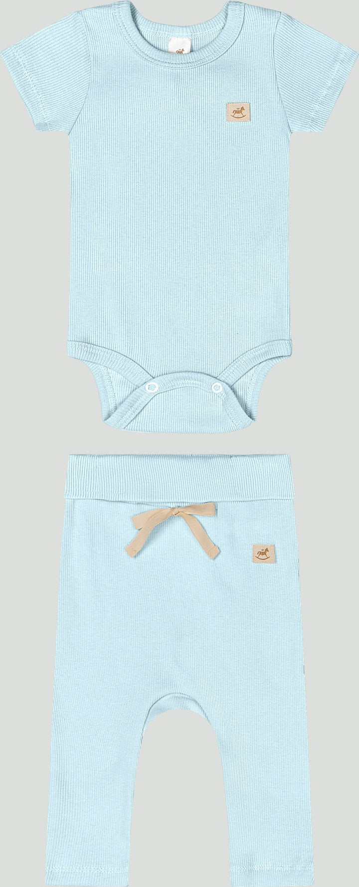 Ribbed cotton set: romper &amp; pants - light blue - Caramelo Baby &amp; Kids