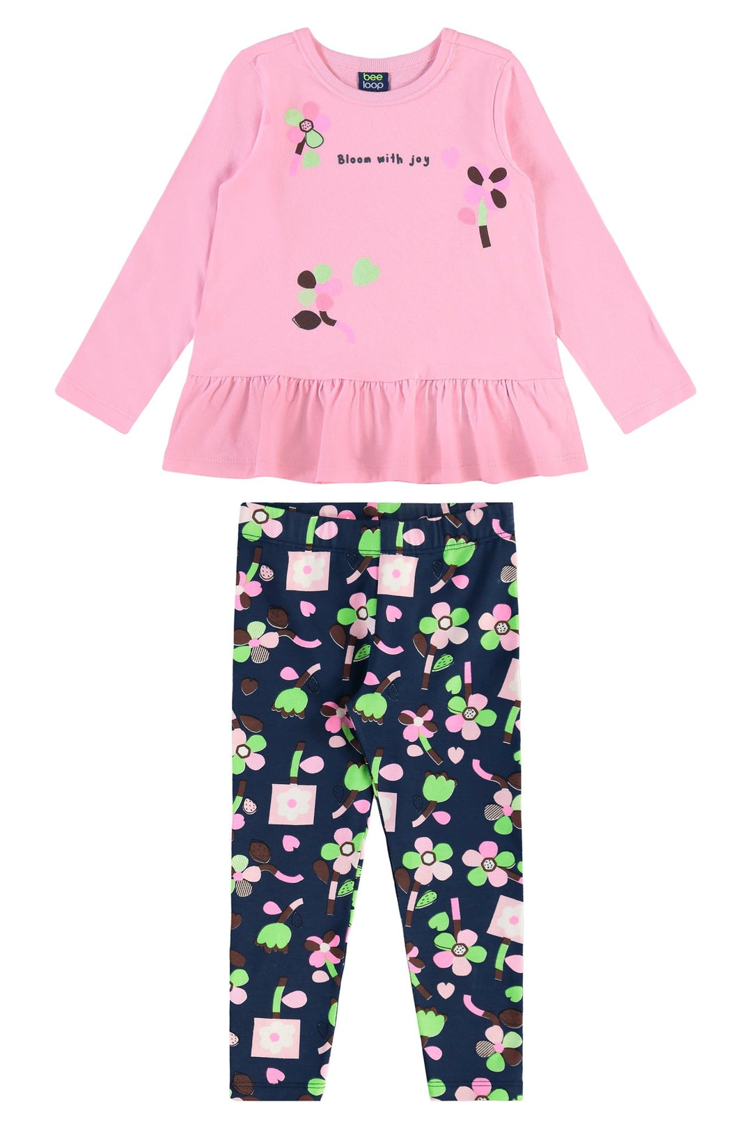 Bee Loop White & Pink Blouse & Leggings Set