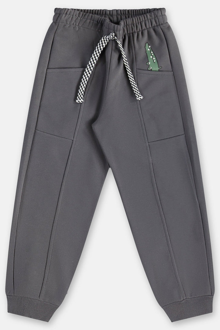 Três e Já Grey Cotton-Viscose Sweatshirt &amp; Pants Set