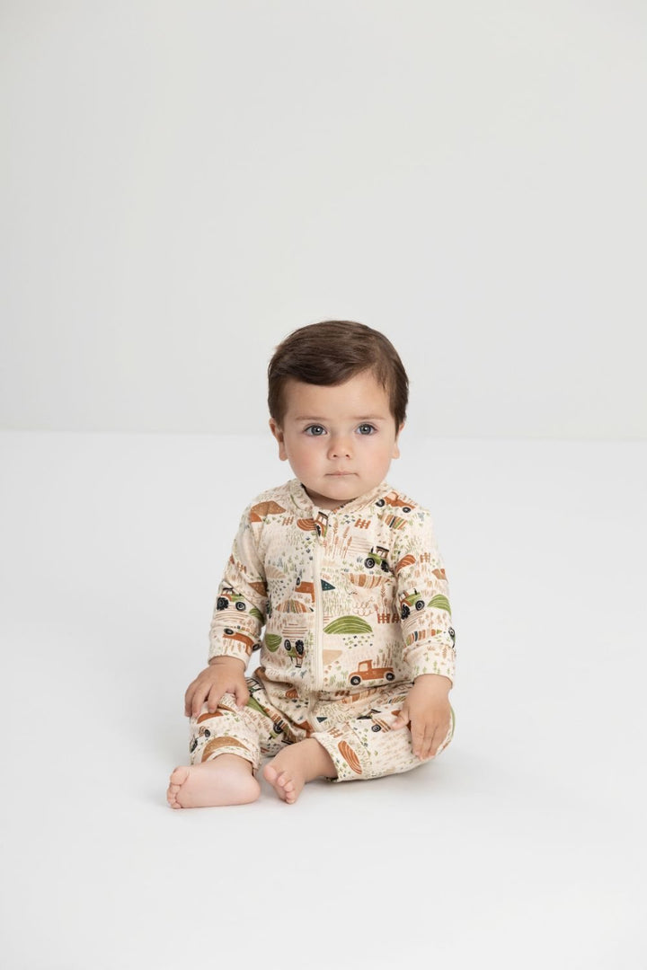 Up Baby Beige Cotton Jumpsuit