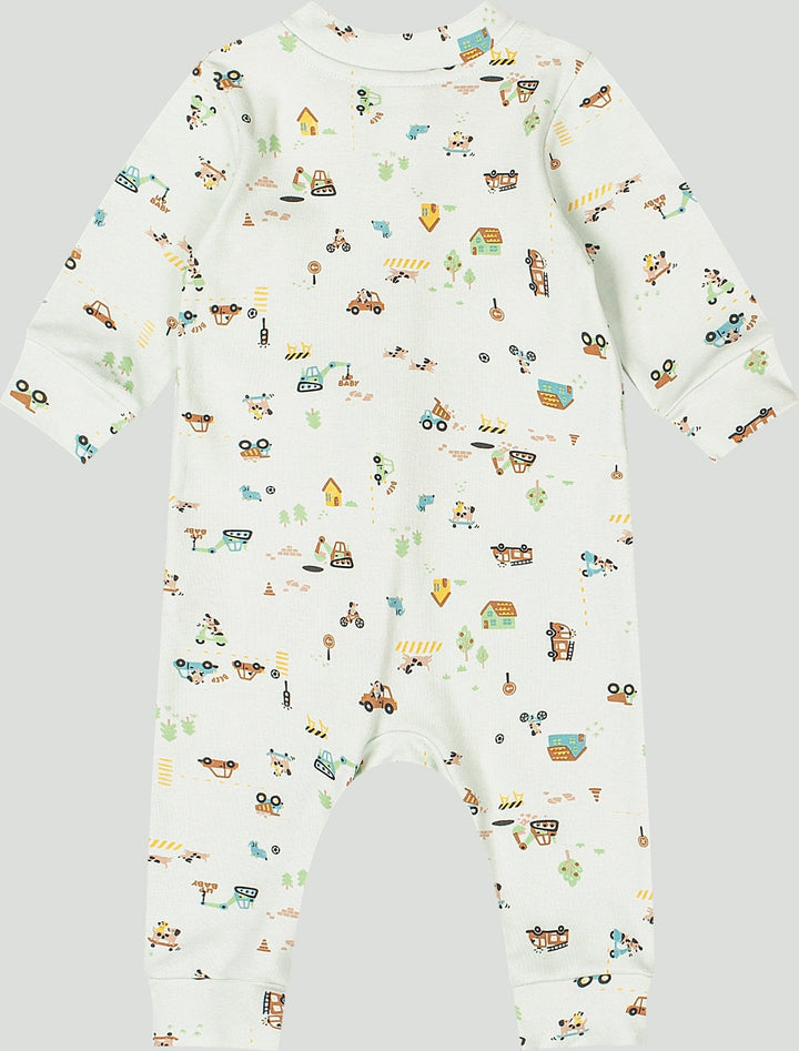 Up Baby Beige Cotton Jumpsuit