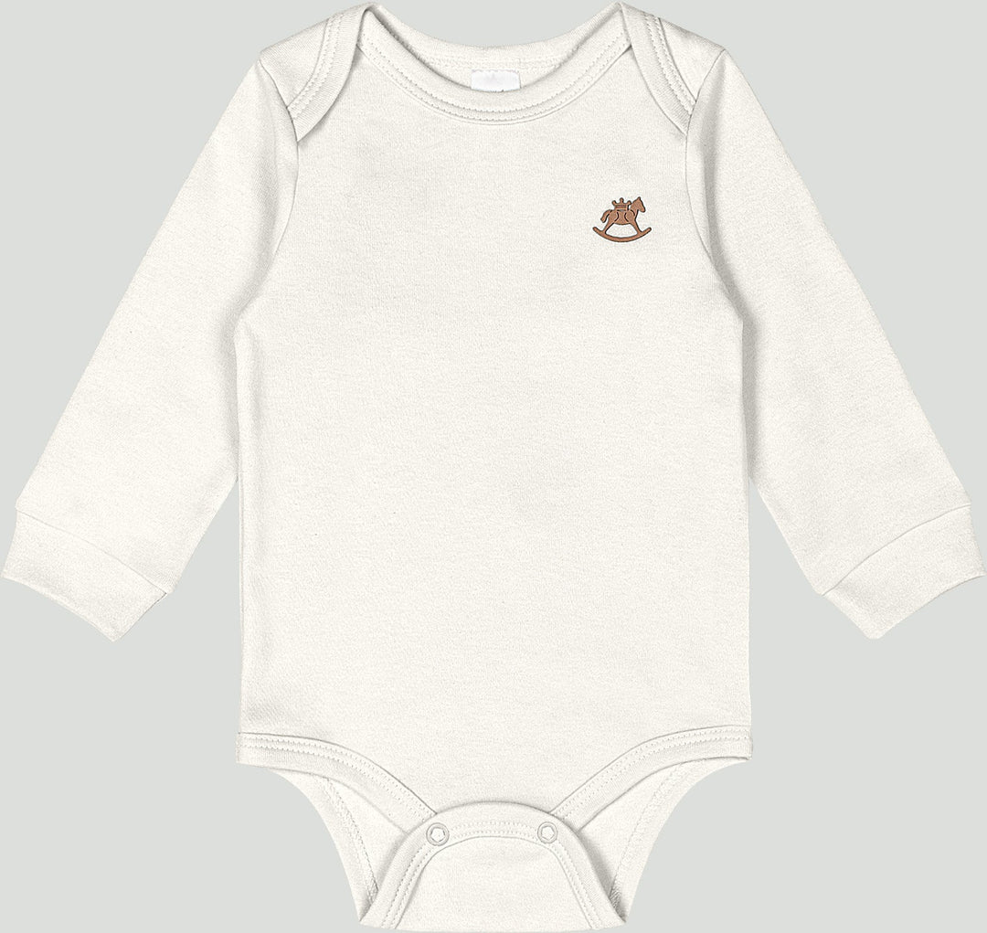 Up Baby Long Sleeves Romper in 100% Cotton – White - Nalua