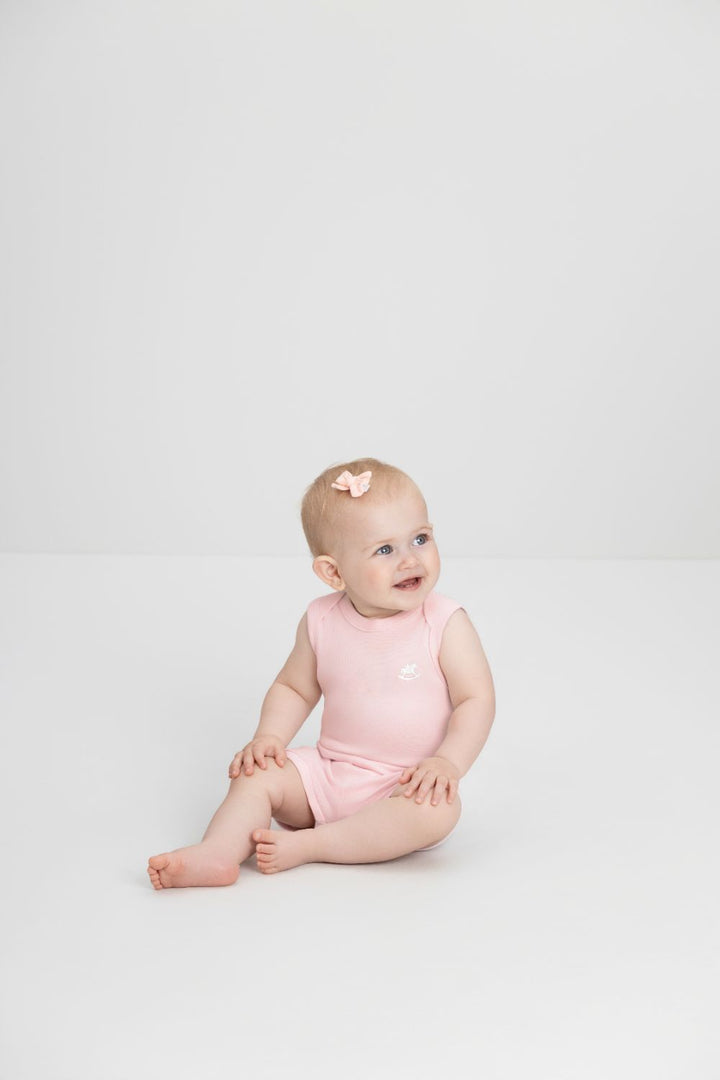 Up Baby Sleeveless Romper in 100% Cotton – White - Nalua